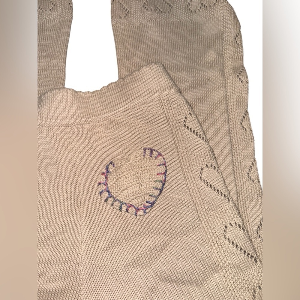 LoveShackFancy Toro Knit Pants Sunset Wheat Heart Detail Cotton Size Small - Picture 8 of 8